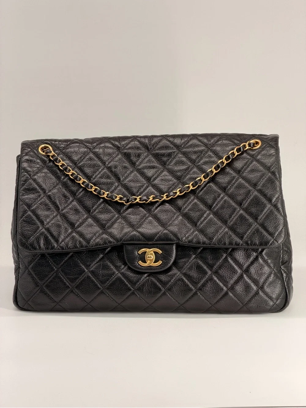 Chanel Travel XXL Black Grained Calfskin Shoulder Bag